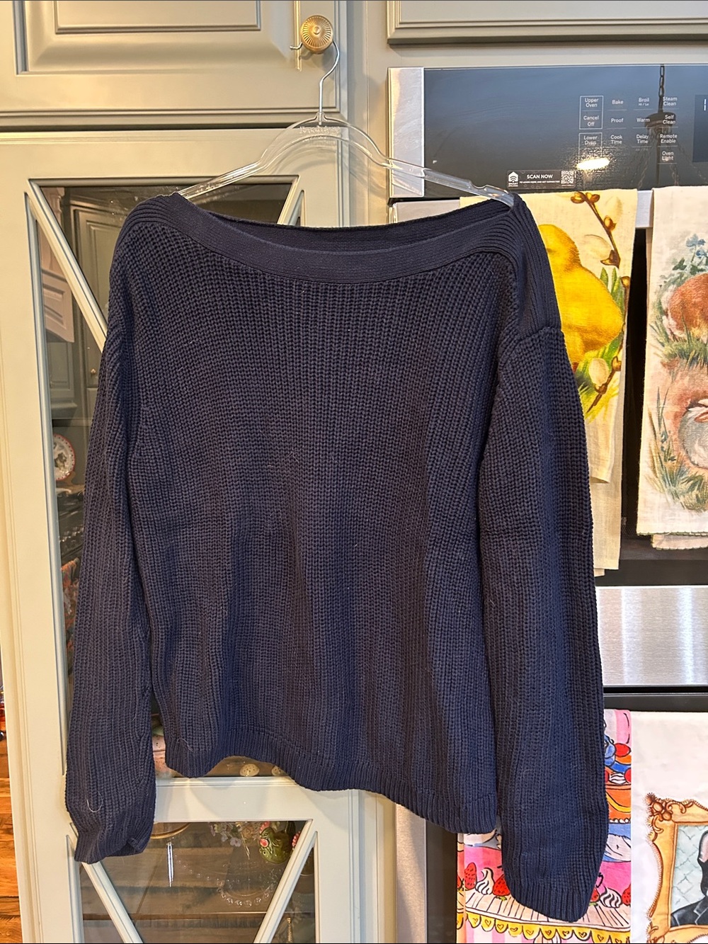 Quince Navy Cotton Fisherman Oversized Knit Sweater
